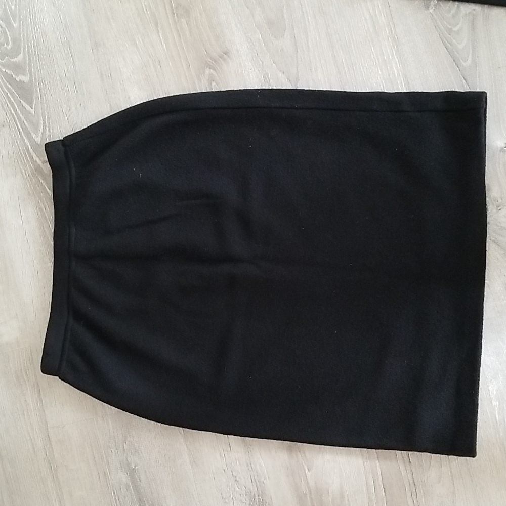 Black, Boiled Wool Pencil Skirt